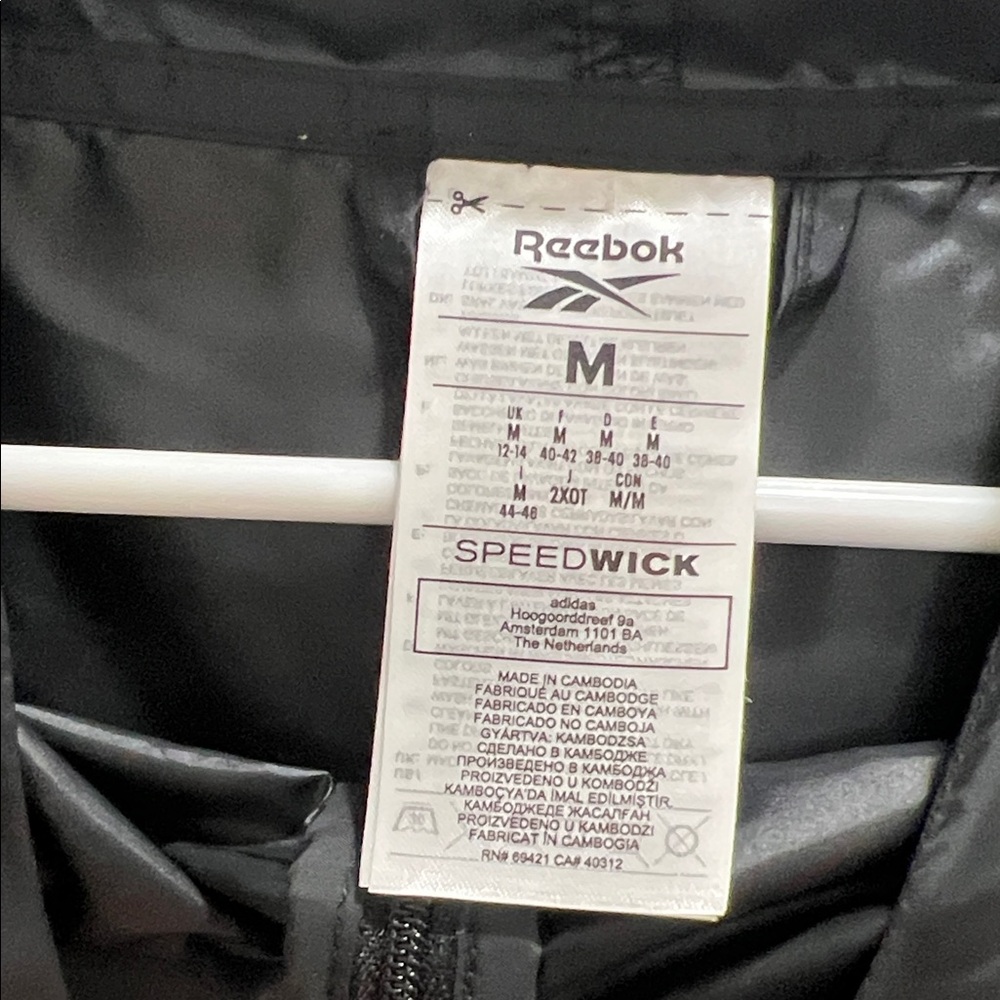 Reebok Black and White Hooded Wind Jacket - Picture 3 of 4
